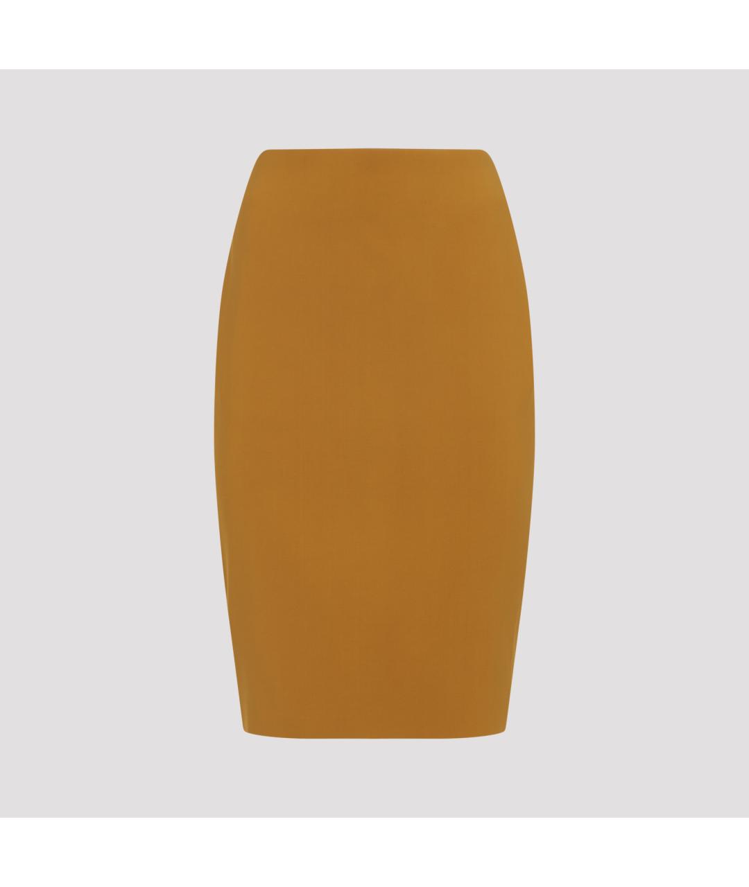 SAINT LAURENT Горчичная вискозная юбка миди, фото 2