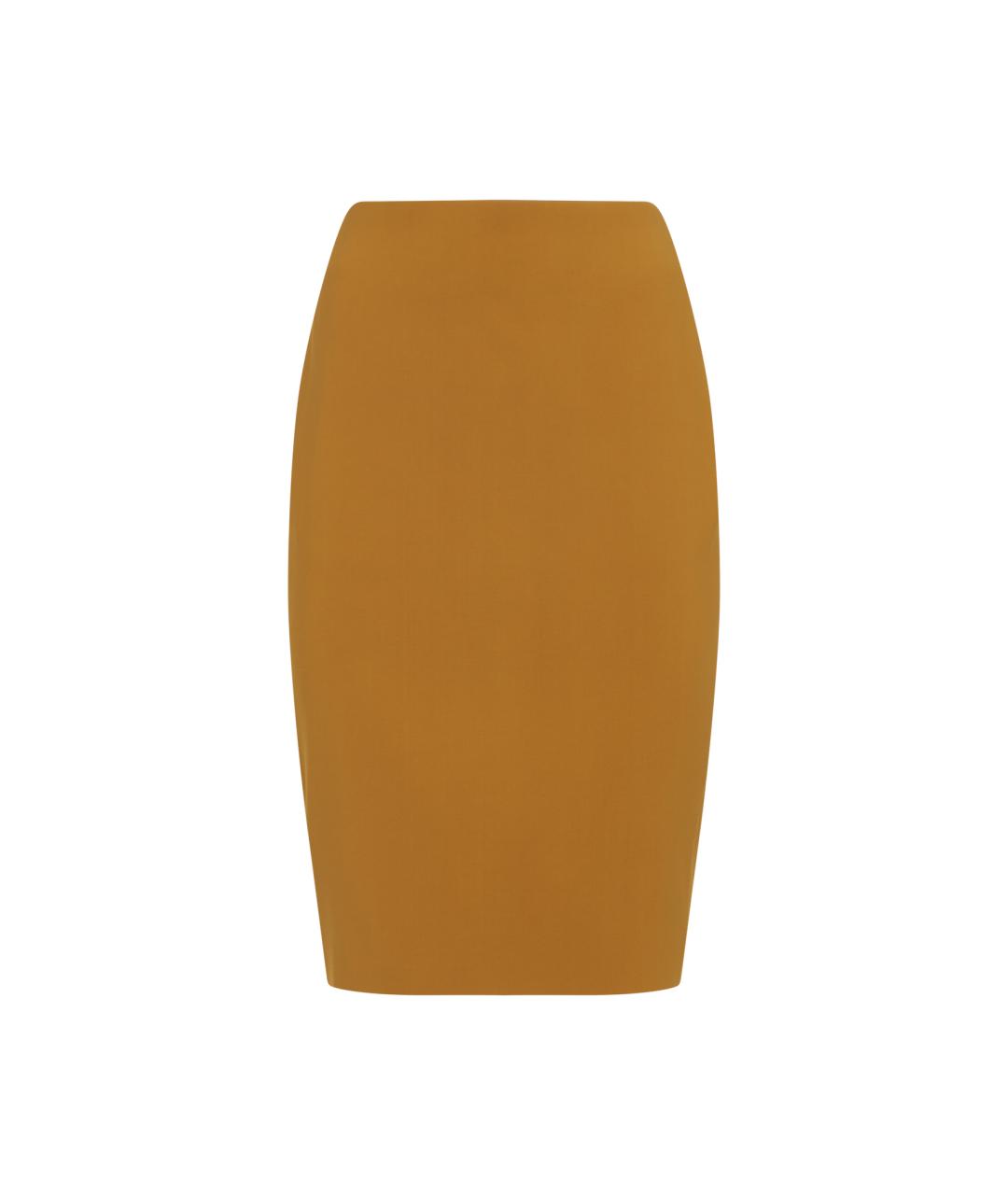 SAINT LAURENT Горчичная вискозная юбка миди, фото 1