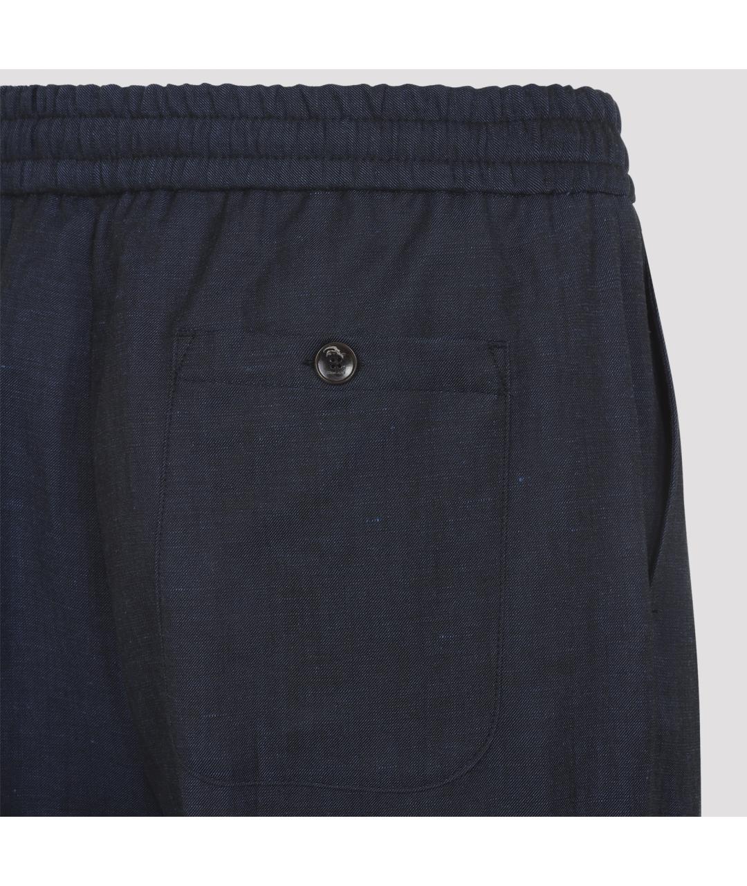 ETRO Синие шерстяные повседневные брюки, фото 5