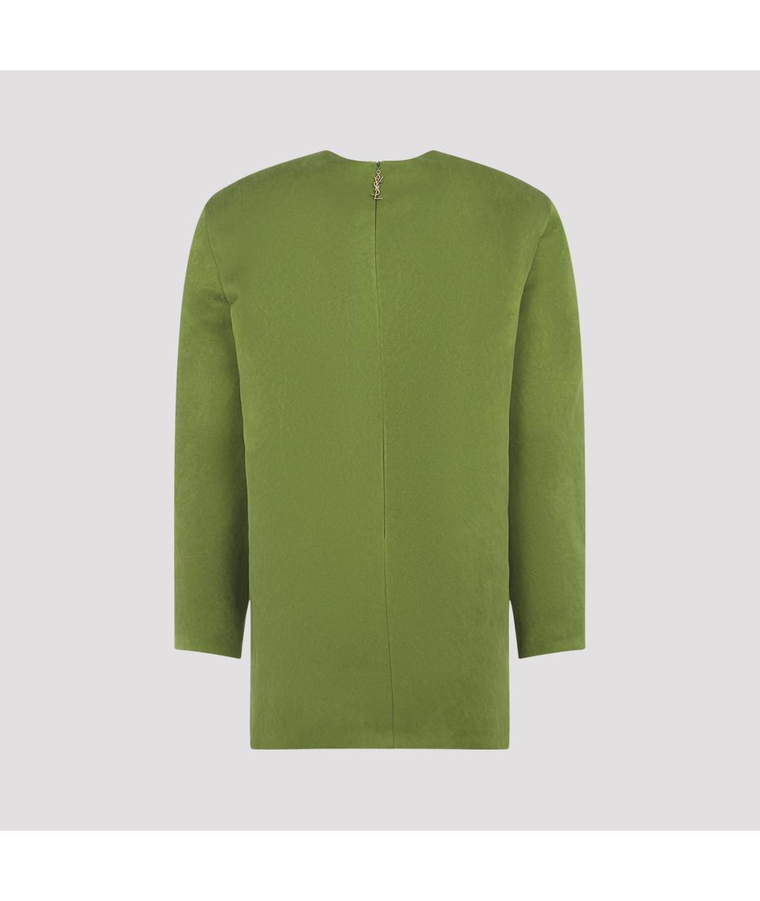 SAINT LAURENT Зеленые шелковое платье, фото 4