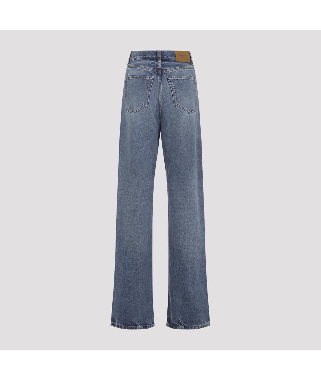 SAINT LAURENT Синие хлопковые прямые джинсы, фото 3