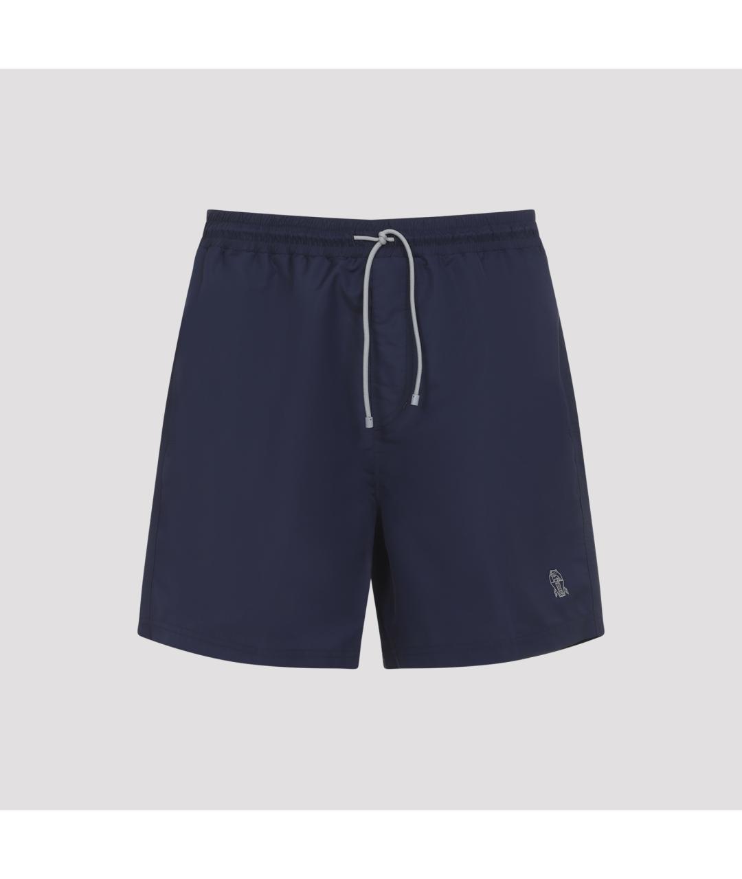 BRUNELLO CUCINELLI Темно-синие полиэстеровые шорты, фото 2