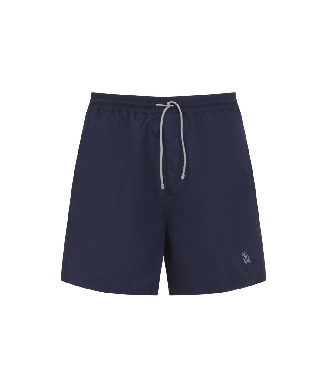 BRUNELLO CUCINELLI Темно-синие полиэстеровые шорты, фото 1