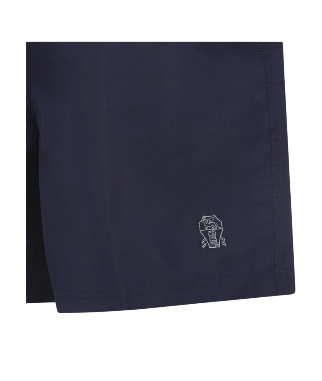 BRUNELLO CUCINELLI Темно-синие полиэстеровые шорты, фото 3