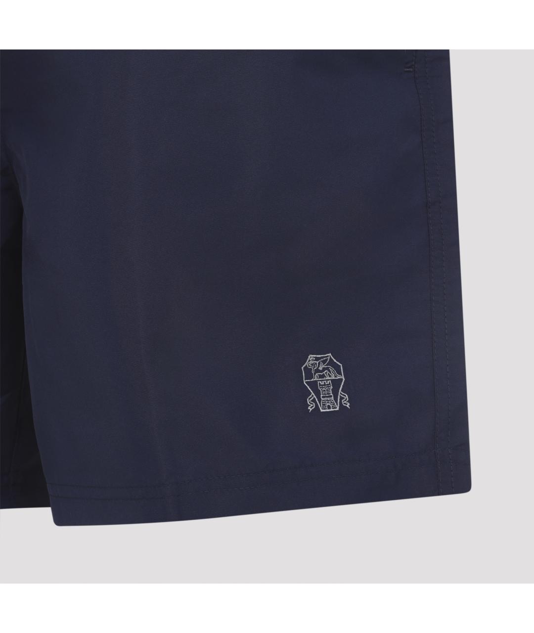 BRUNELLO CUCINELLI Темно-синие полиэстеровые шорты, фото 4