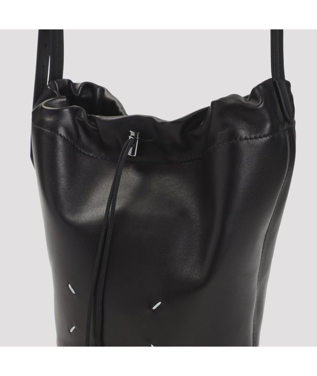 MAISON MARGIELA Черная кожаная сумка через плечо, фото 4