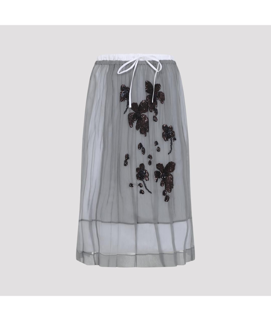 PRADA Серая шелковая юбка миди, фото 2