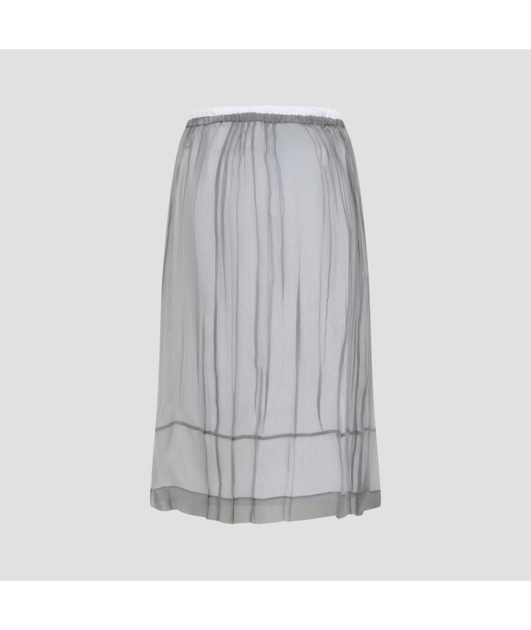 PRADA Серая шелковая юбка миди, фото 3