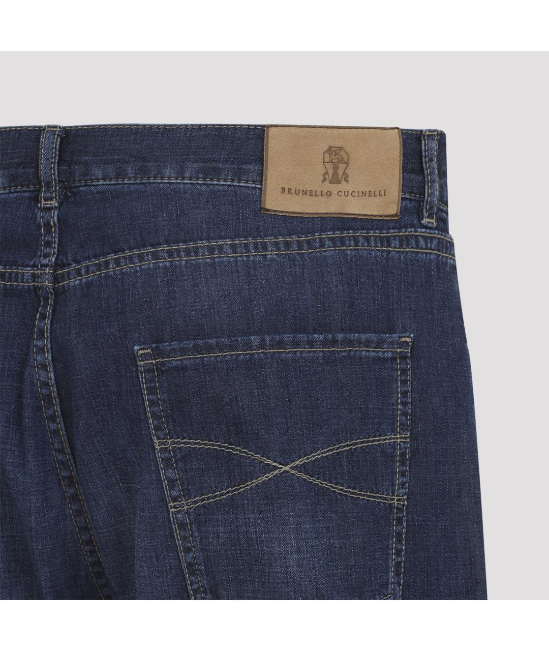 BRUNELLO CUCINELLI Синие хлопковые прямые джинсы, фото 3