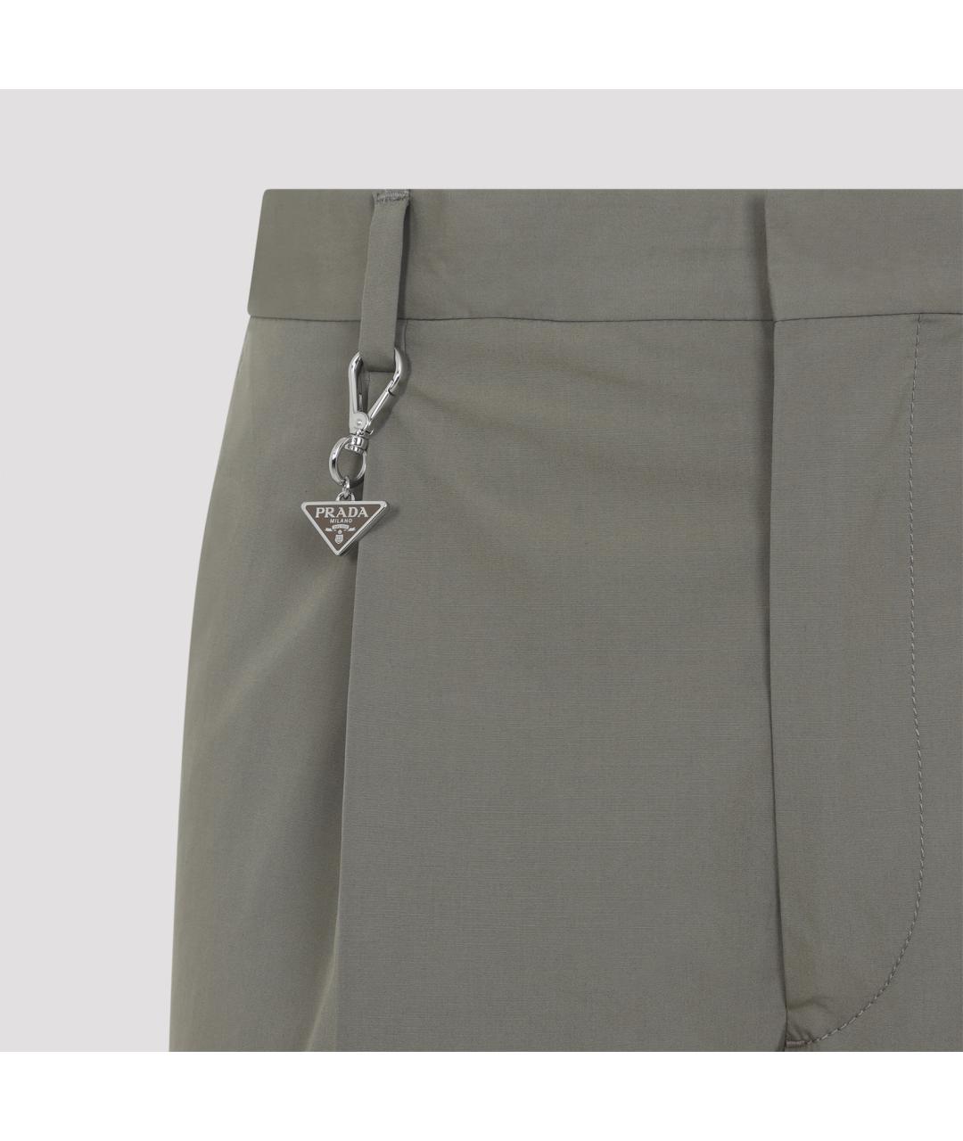 PRADA Серые хлопковые повседневные брюки, фото 4