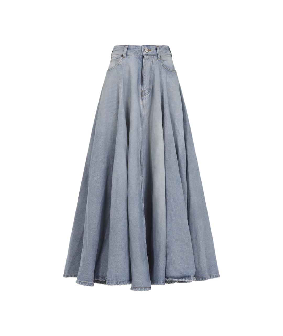 BALENCIAGA Синяя хлопковая юбка макси, фото 1