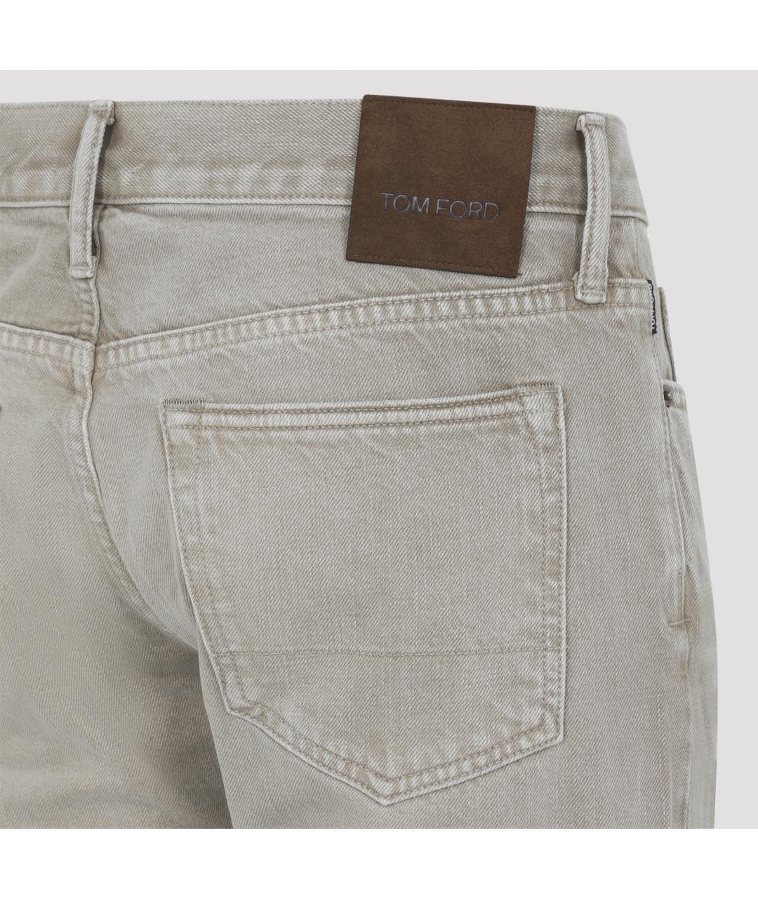 TOM FORD Бежевые хлопковые прямые джинсы, фото 5