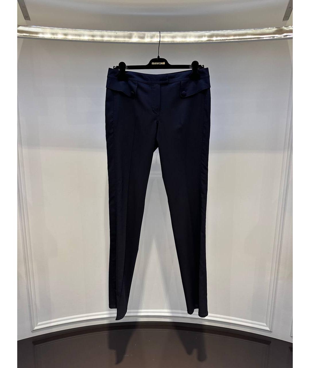 ROBERTO CAVALLI Темно-синие шерстяные брюки узкие, фото 4