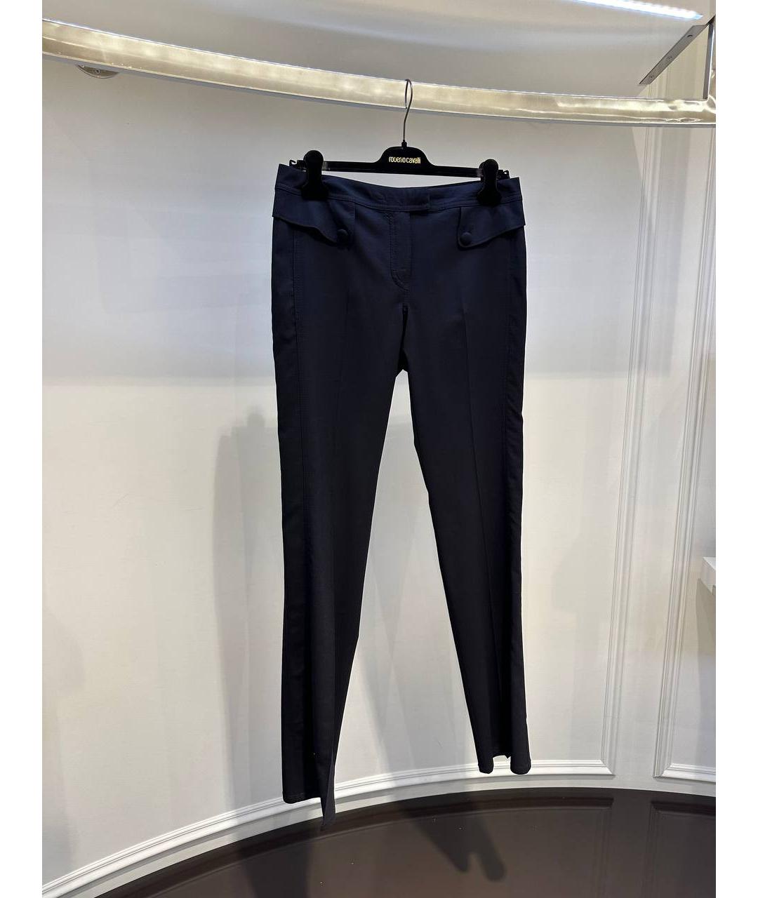 ROBERTO CAVALLI Темно-синие шерстяные брюки узкие, фото 2