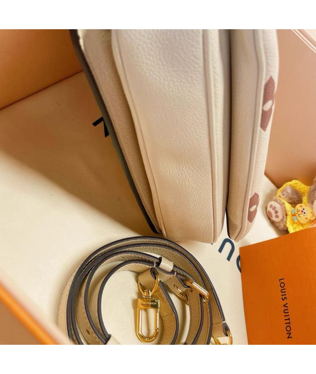 LOUIS VUITTON Бежевая кожаная сумка через плечо, фото 4