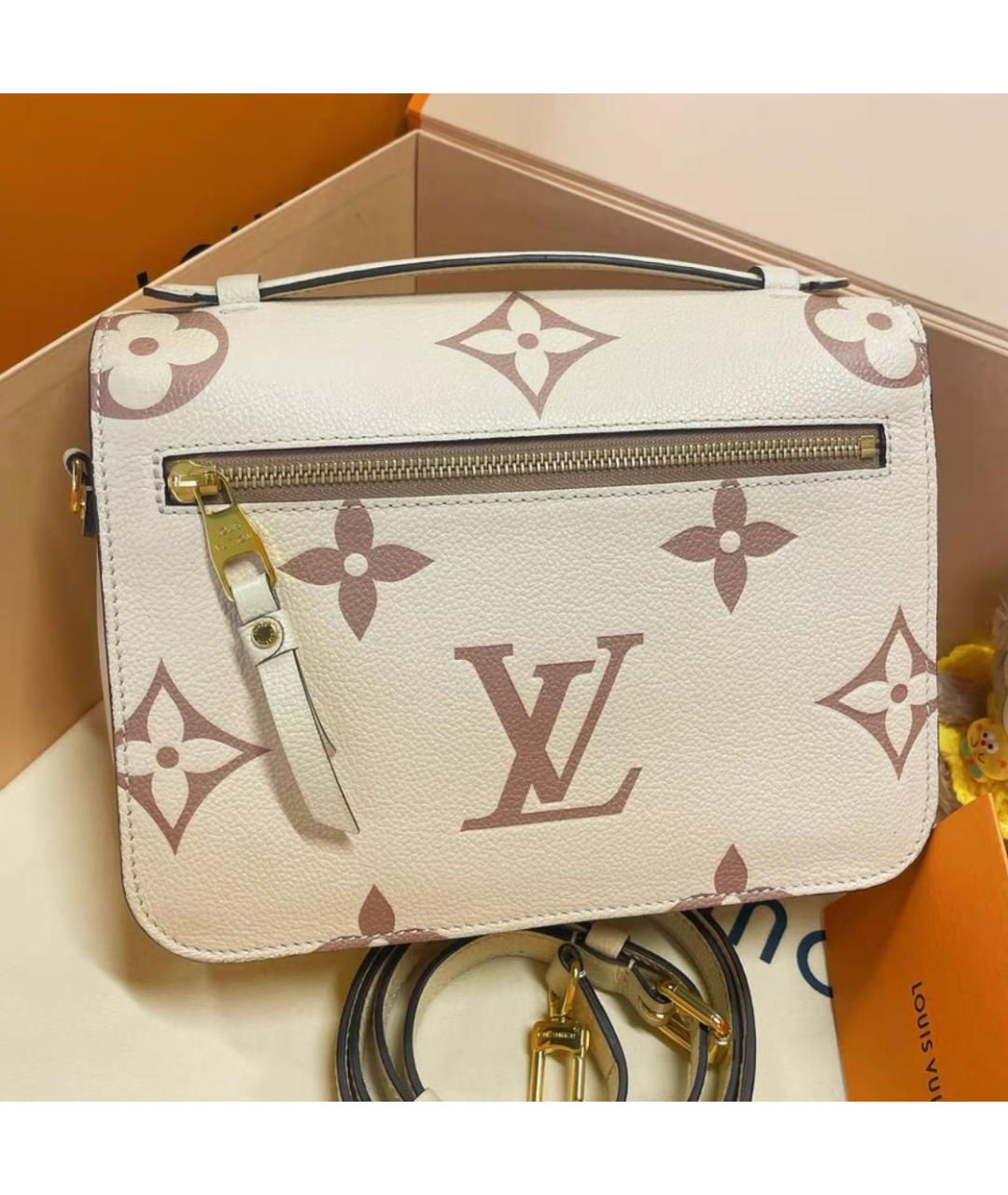LOUIS VUITTON Бежевая кожаная сумка через плечо, фото 3