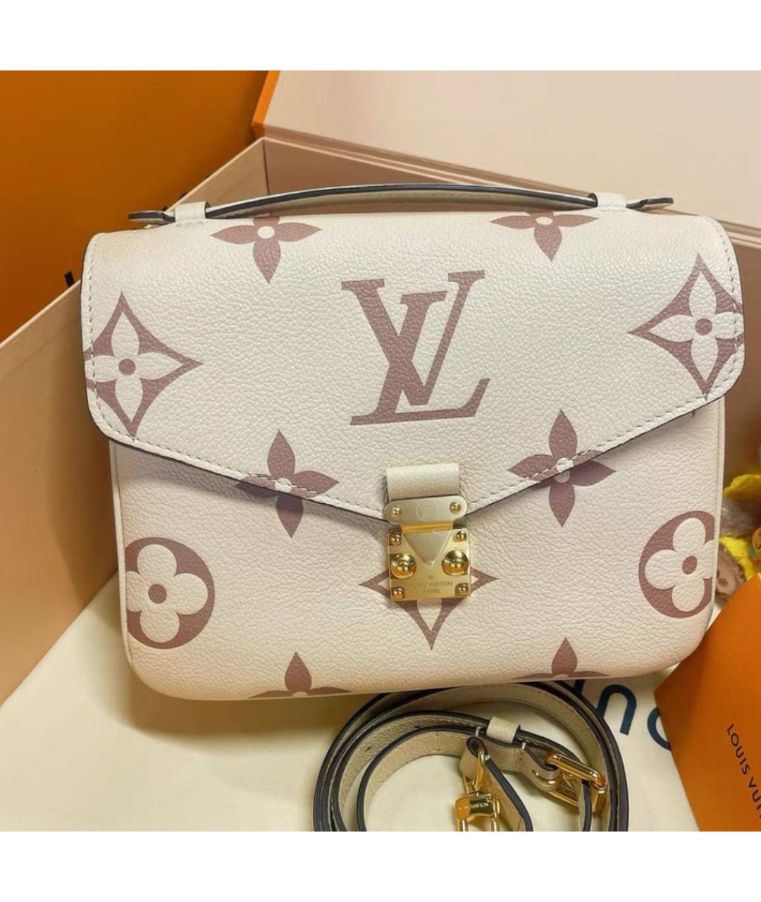 LOUIS VUITTON Бежевая кожаная сумка через плечо, фото 2