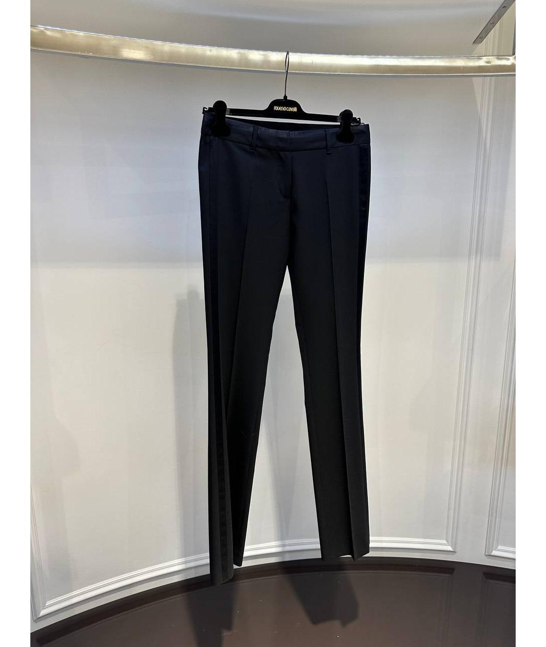 ROBERTO CAVALLI Черные шерстяные брюки узкие, фото 2