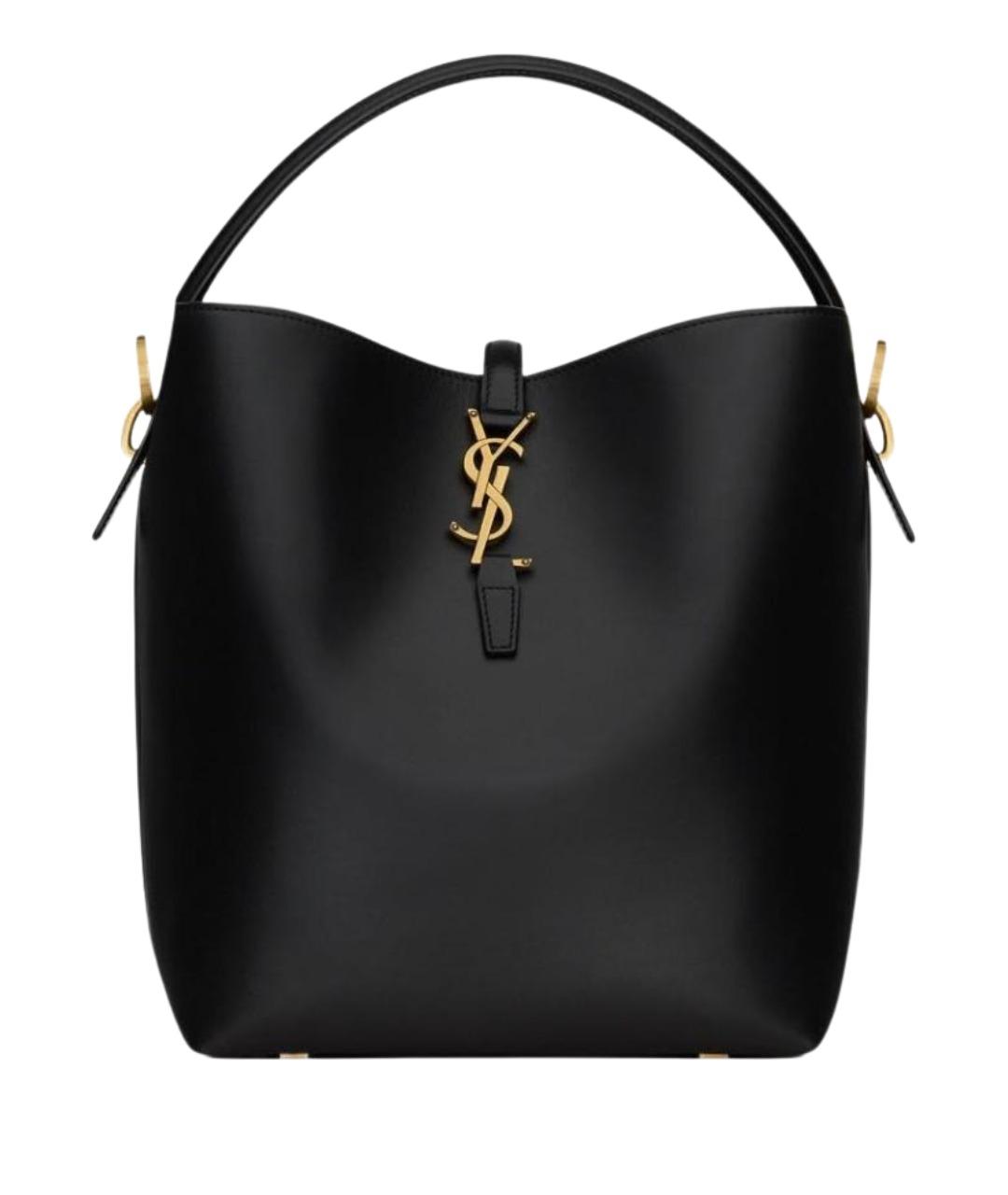 SAINT LAURENT Черная кожаная сумка с короткими ручками, фото 6