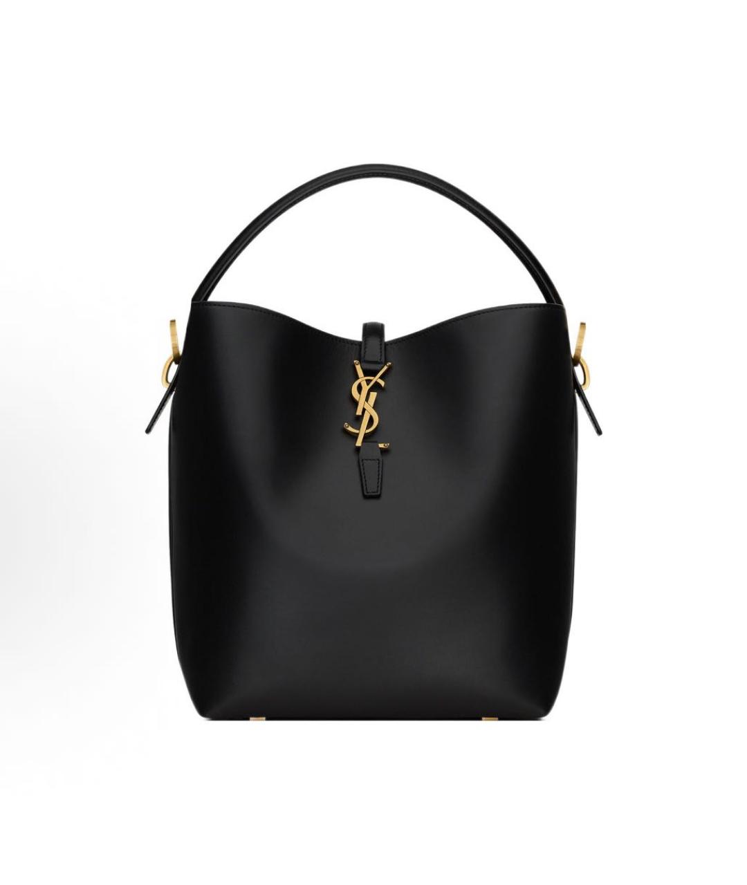 SAINT LAURENT Черная кожаная сумка с короткими ручками, фото 5