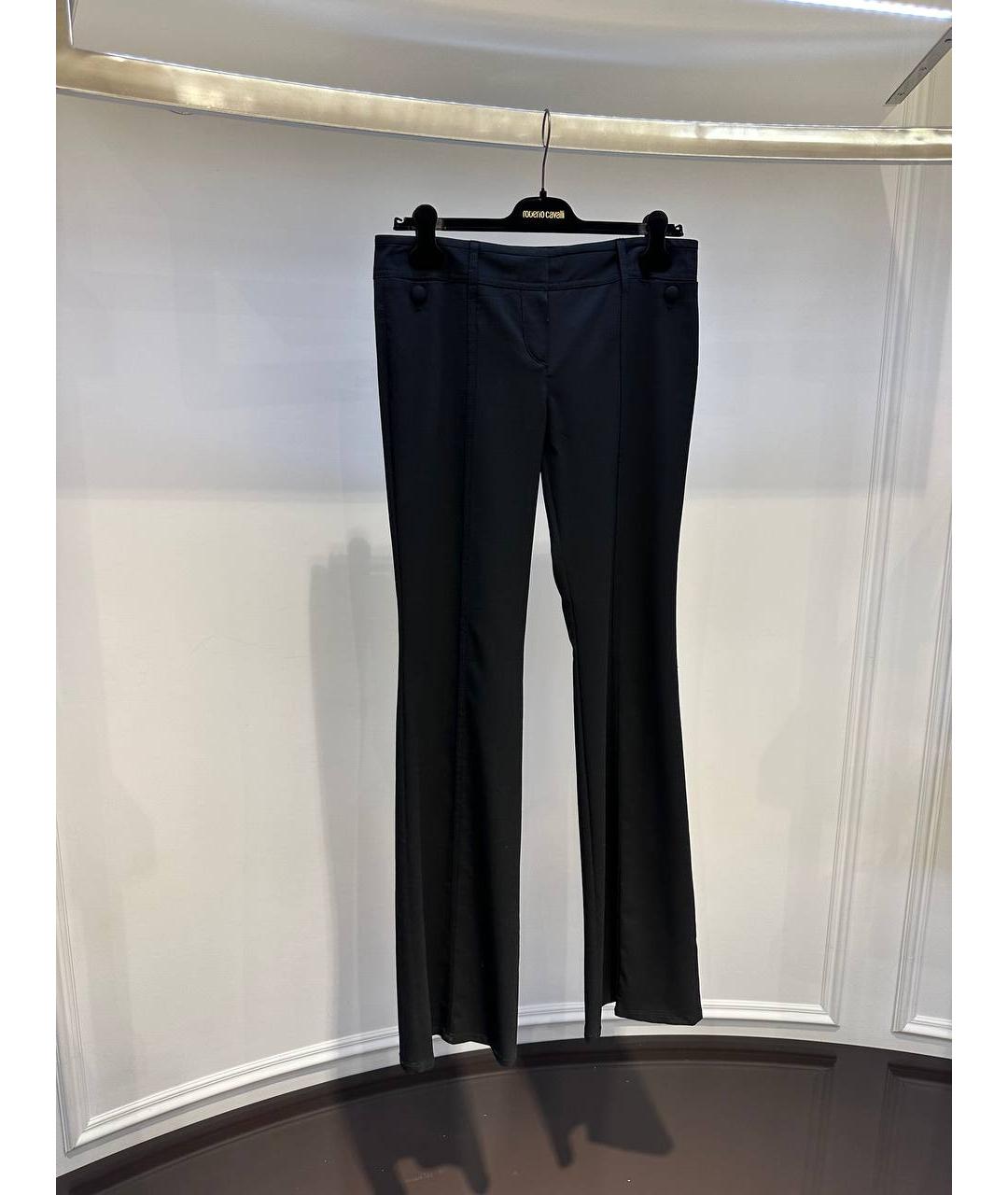 ROBERTO CAVALLI Черные шерстяные прямые брюки, фото 2