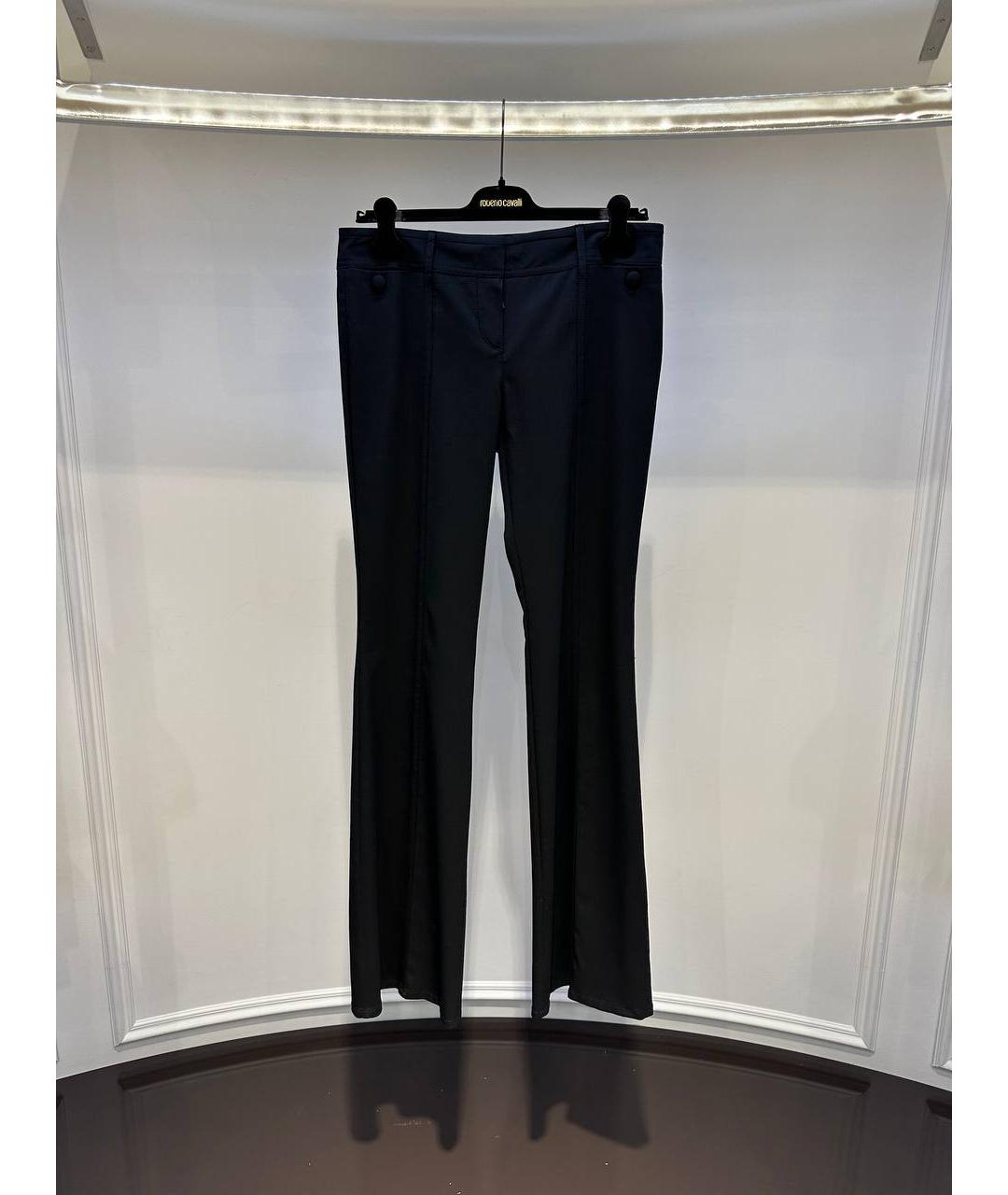 ROBERTO CAVALLI Черные шерстяные прямые брюки, фото 4