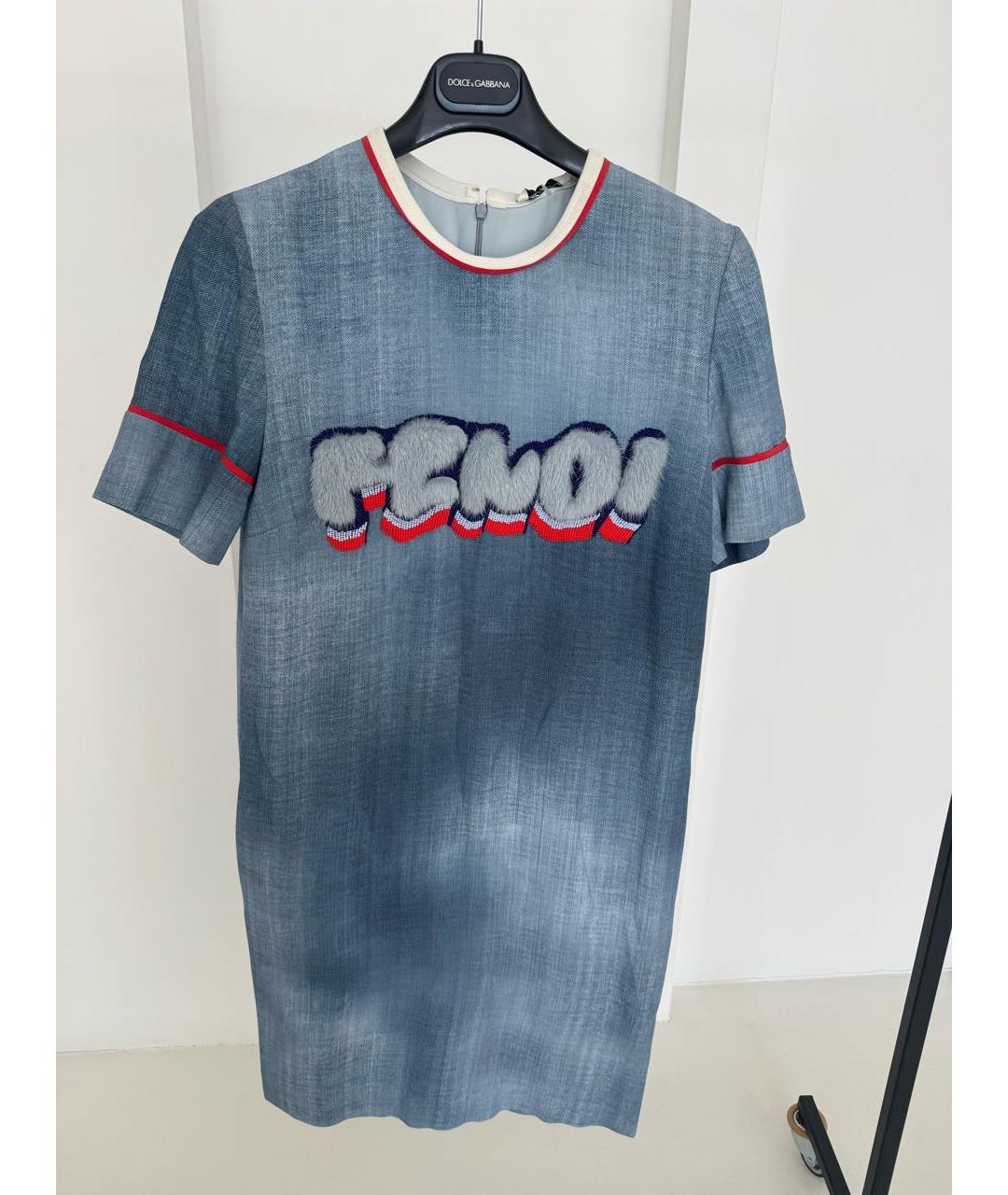 FENDI Голубое повседневное платье, фото 3