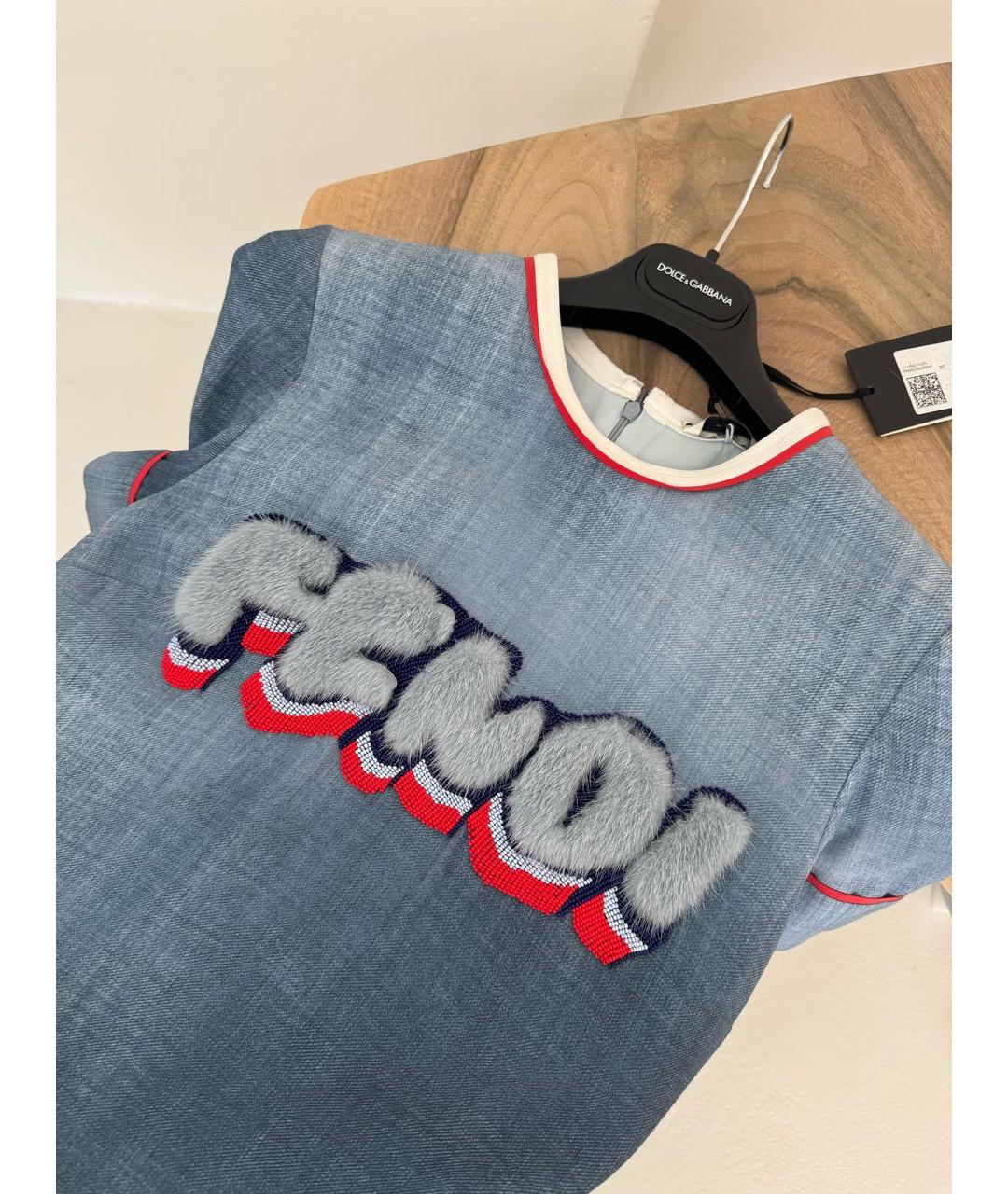 FENDI Голубое повседневное платье, фото 6