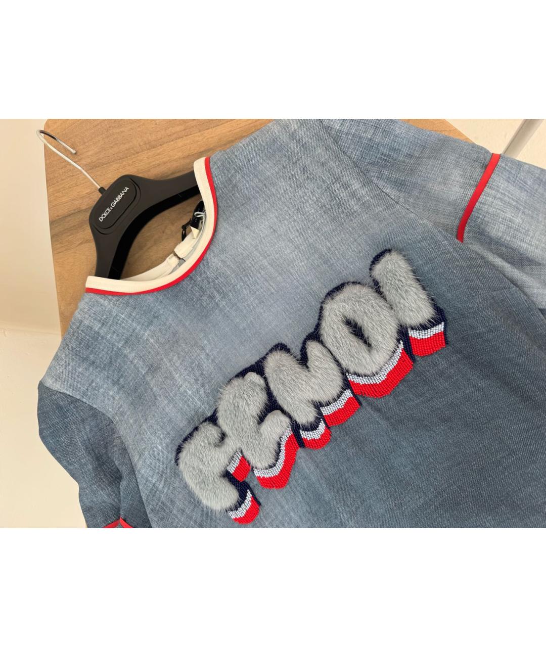 FENDI Голубое повседневное платье, фото 8