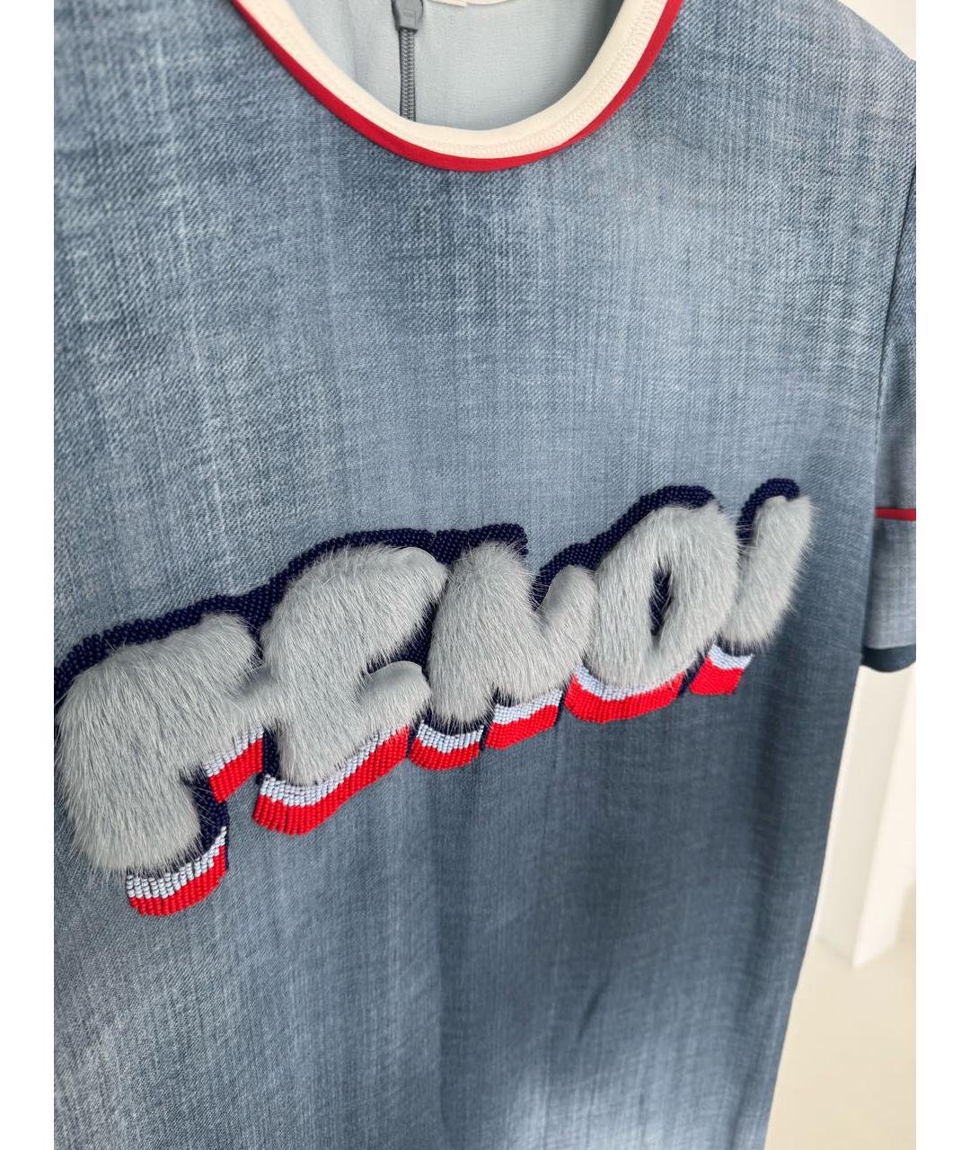 FENDI Голубое повседневное платье, фото 4