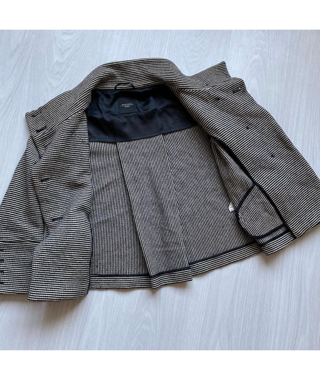 WEEKEND MAX MARA Серое шерстяное пальто, фото 4