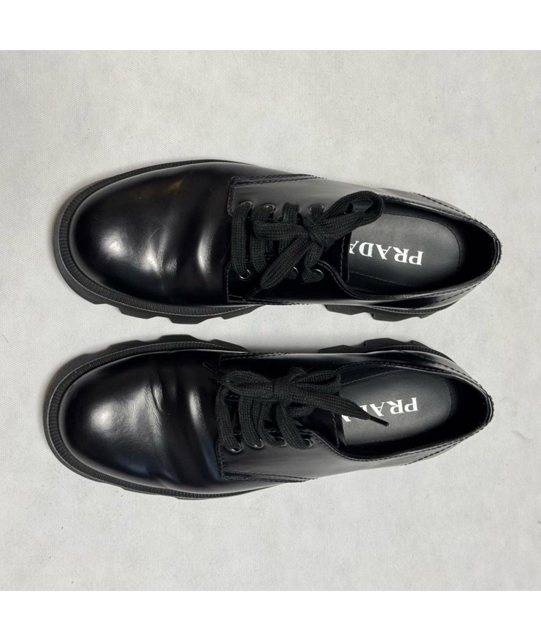 PRADA Черные кожаные низкие ботинки, фото 2