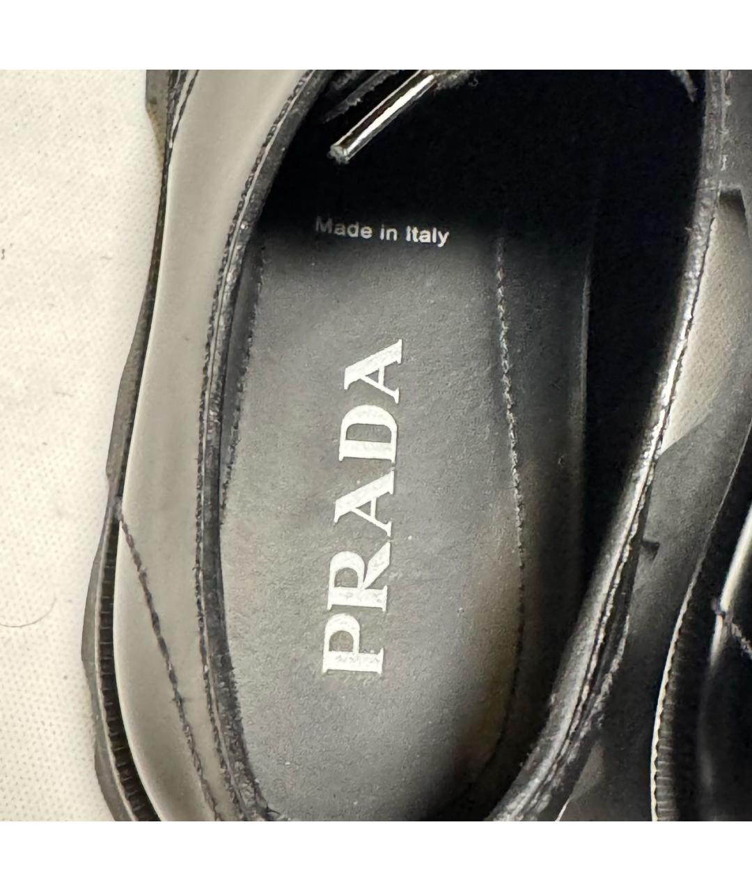 PRADA Черные кожаные низкие ботинки, фото 3