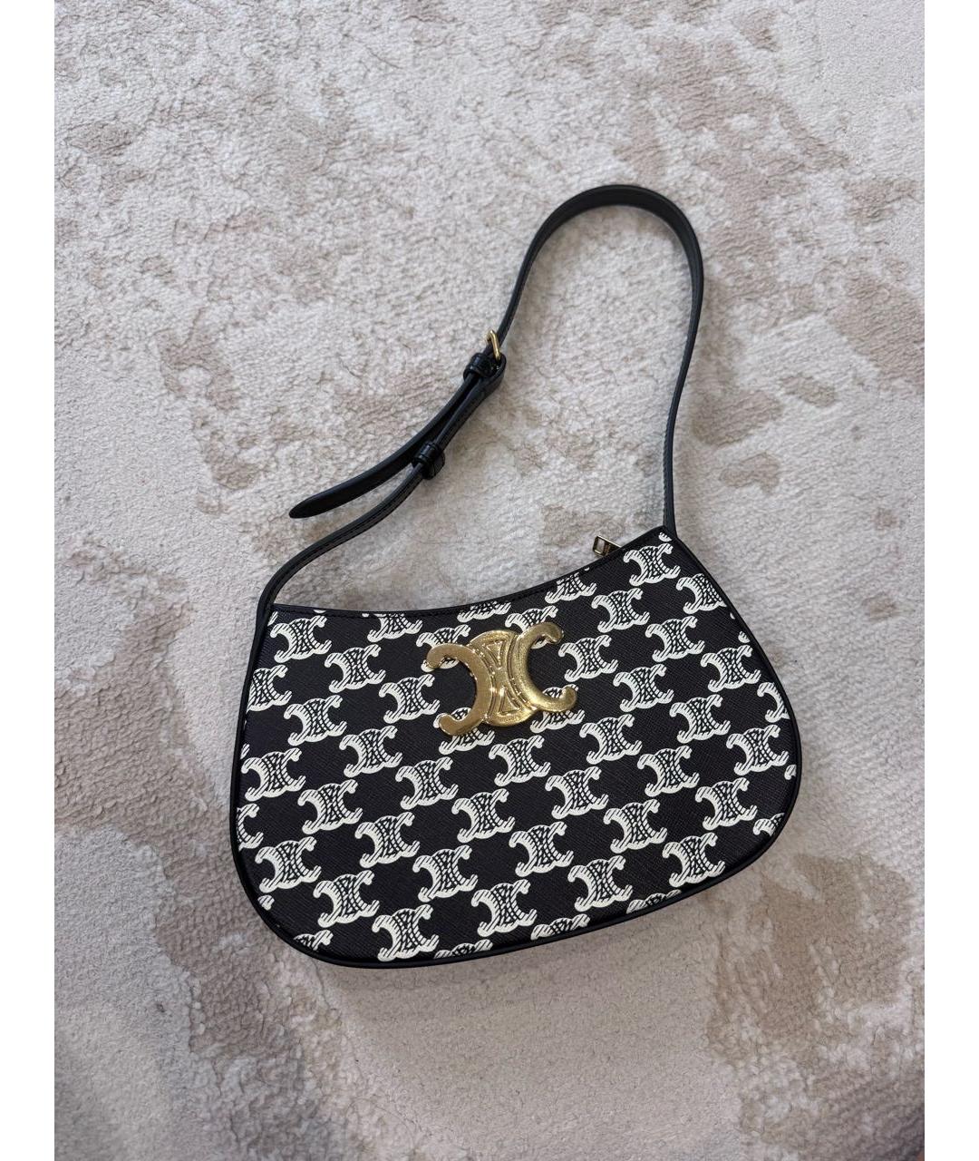 CELINE Черная кожаная сумка с короткими ручками, фото 5