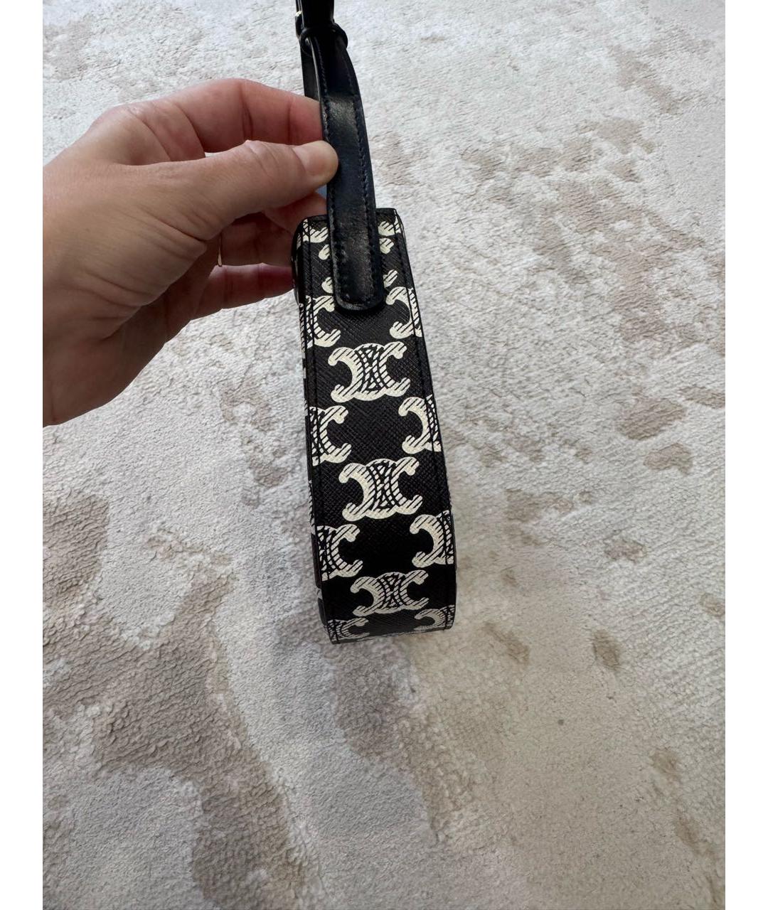 CELINE Черная кожаная сумка с короткими ручками, фото 4