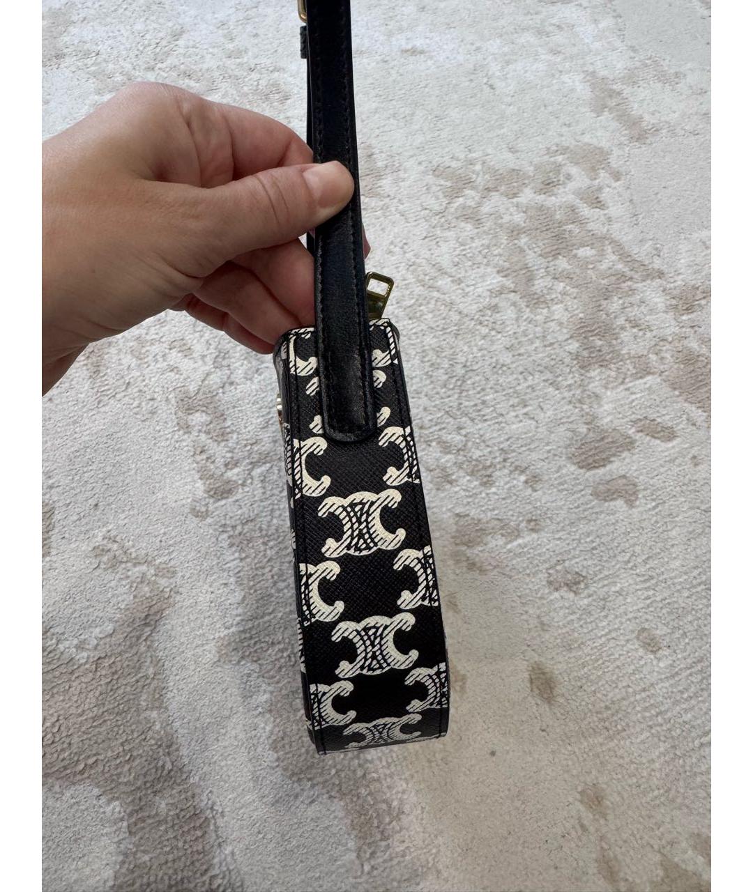 CELINE Черная кожаная сумка с короткими ручками, фото 8