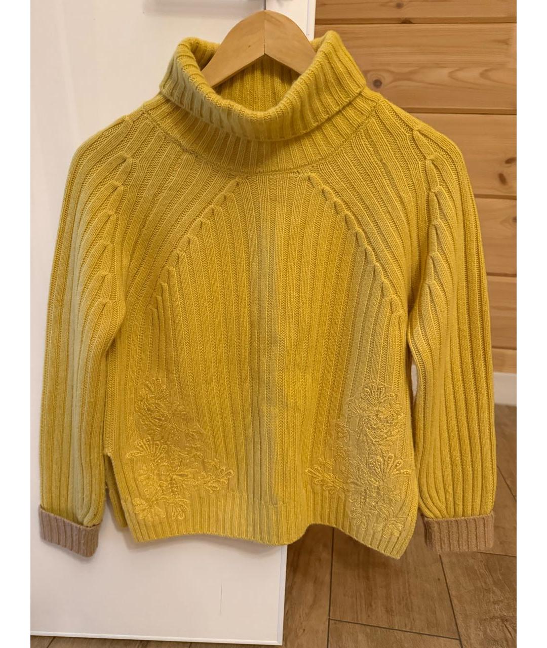 ERMANNO SCERVINO Горчичный шерстяной джемпер / свитер, фото 4