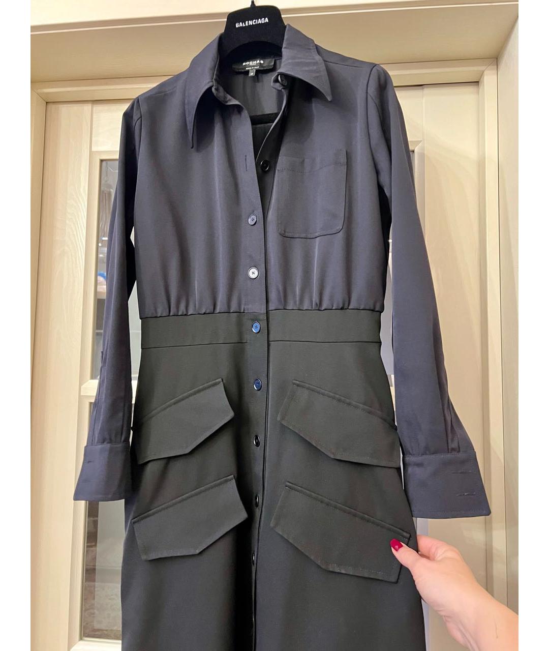 ROCHAS Черное шерстяное повседневное платье, фото 8