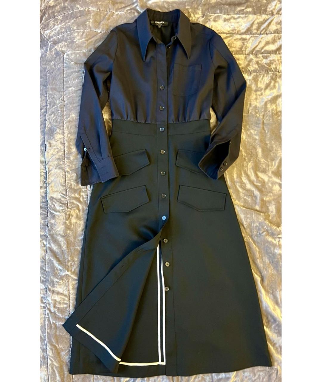 ROCHAS Черное шерстяное повседневное платье, фото 9