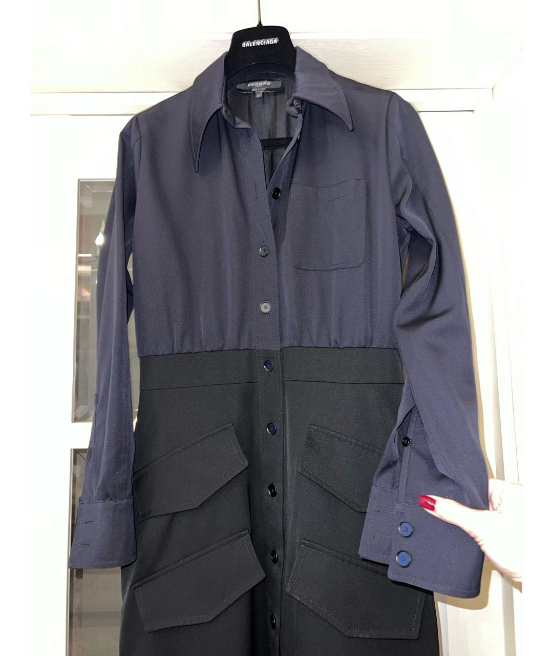 ROCHAS Черное шерстяное повседневное платье, фото 3