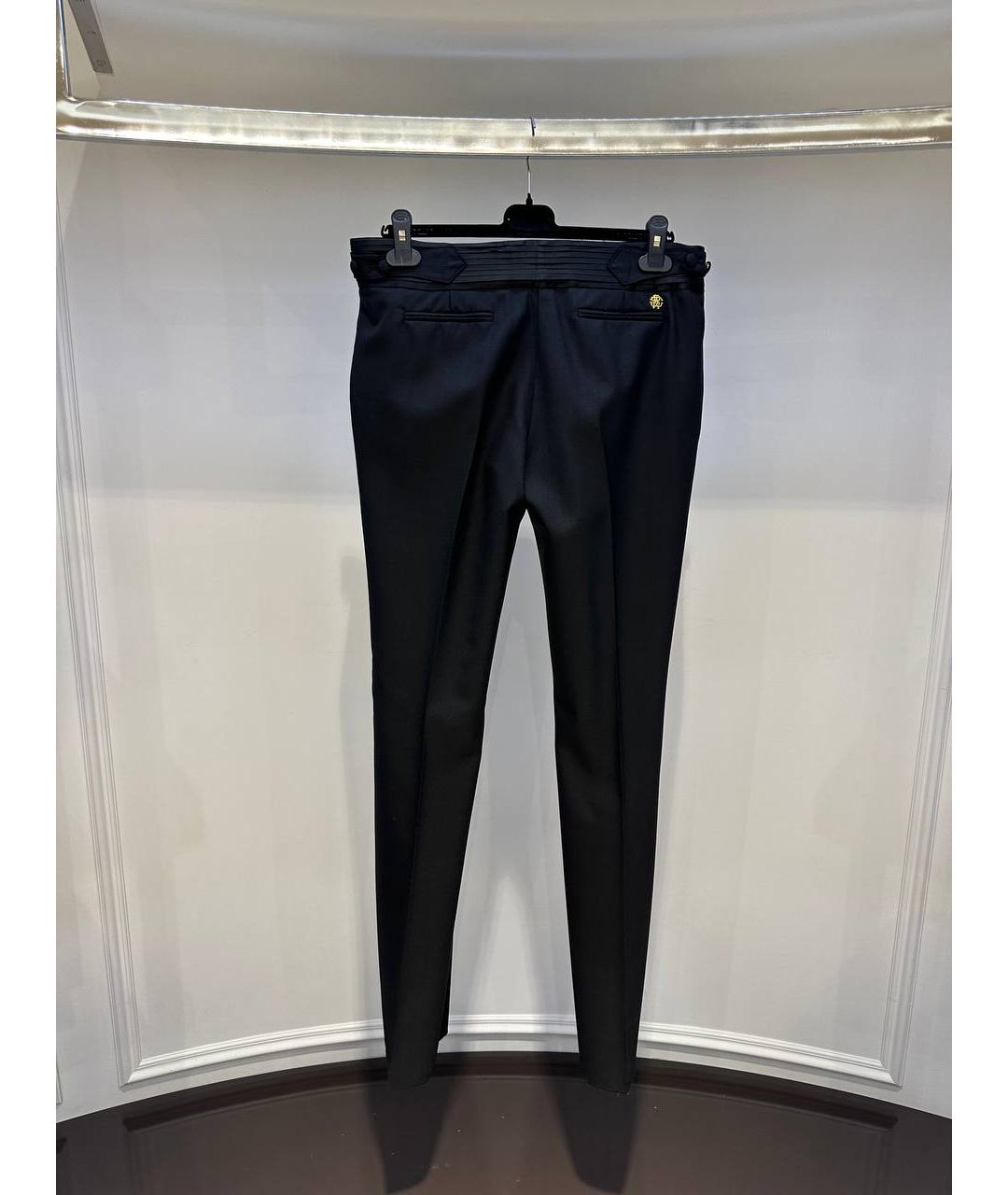 ROBERTO CAVALLI Черные шерстяные прямые брюки, фото 3