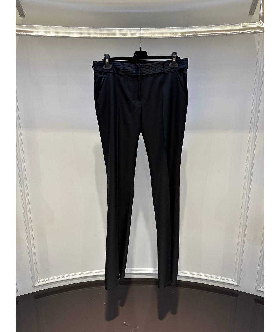 ROBERTO CAVALLI Черные шерстяные прямые брюки, фото 4