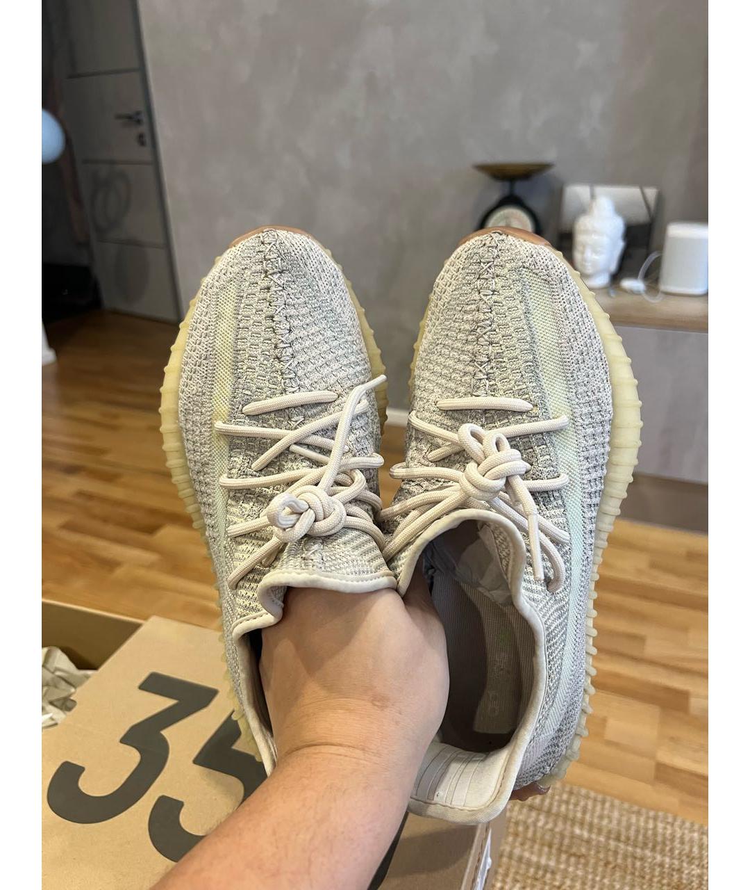 ADIDAS YEEZY Серые текстильные низкие кроссовки / кеды, фото 2