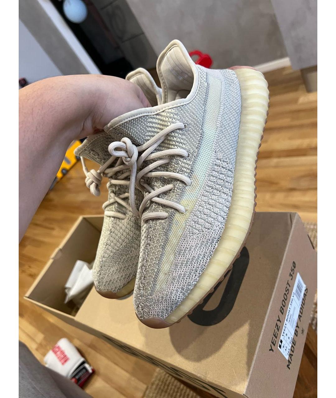 ADIDAS YEEZY Серые текстильные низкие кроссовки / кеды, фото 3