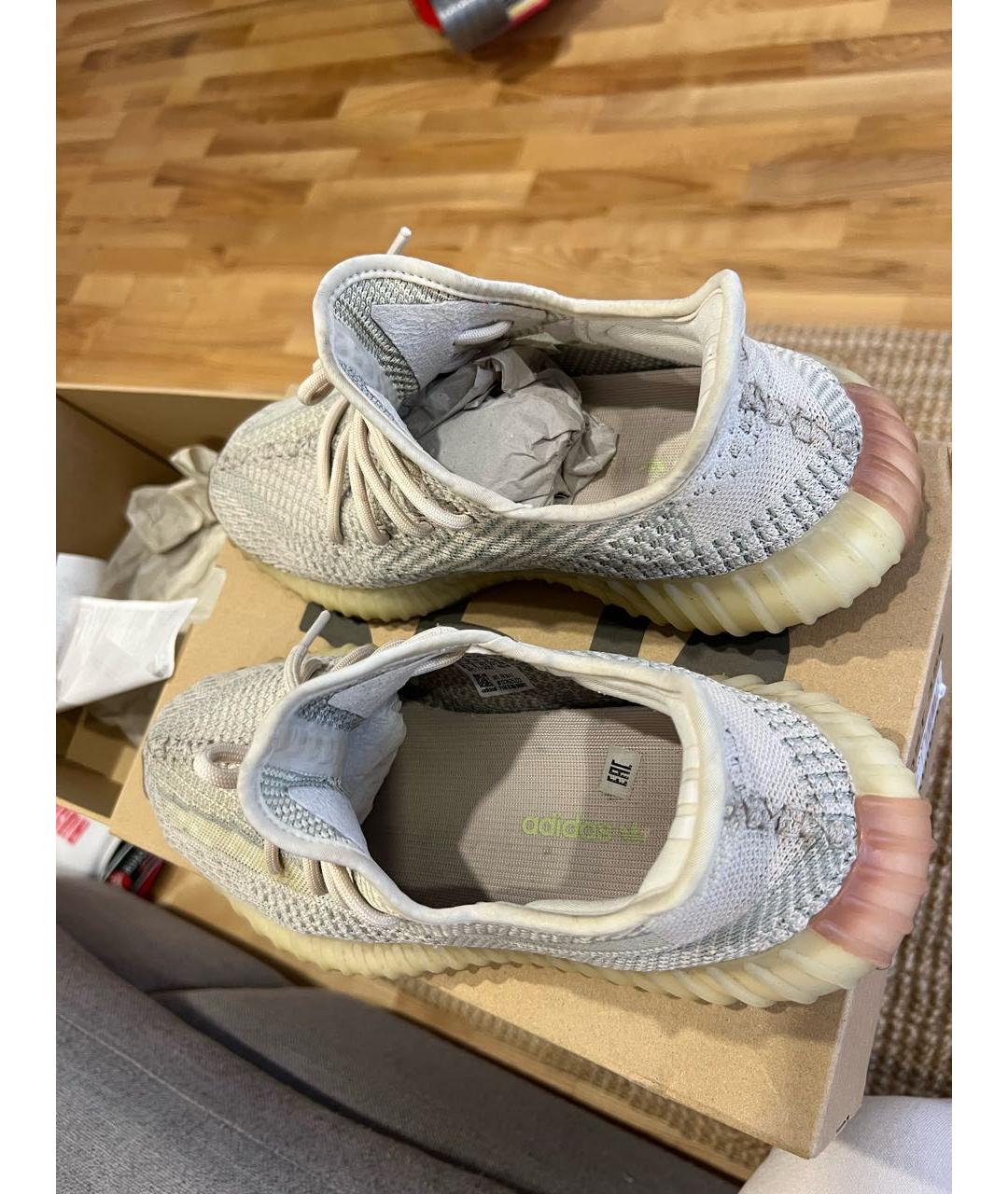 ADIDAS YEEZY Серые текстильные низкие кроссовки / кеды, фото 7