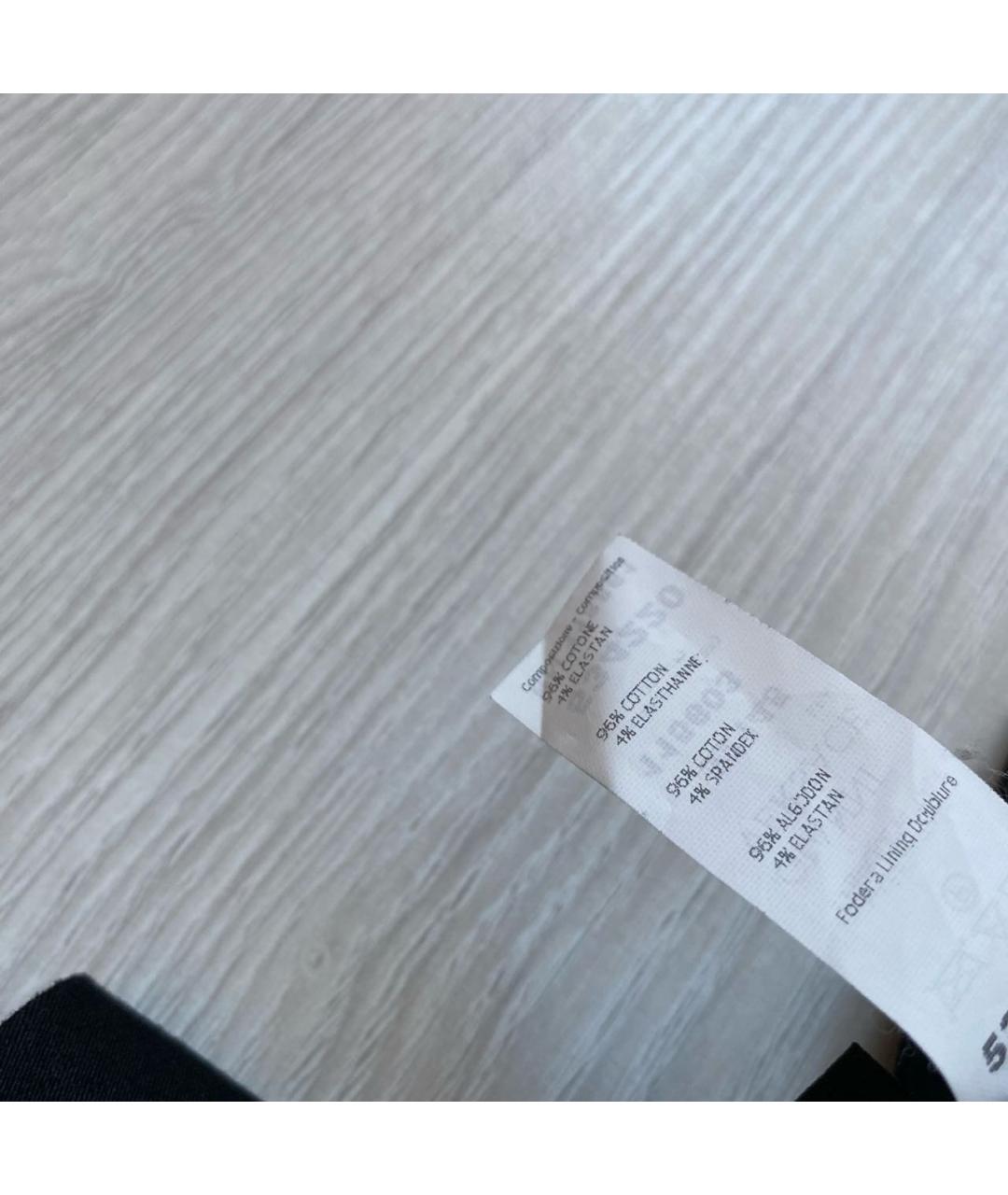 VERSACE Черные хлопко-эластановые прямые брюки, фото 7