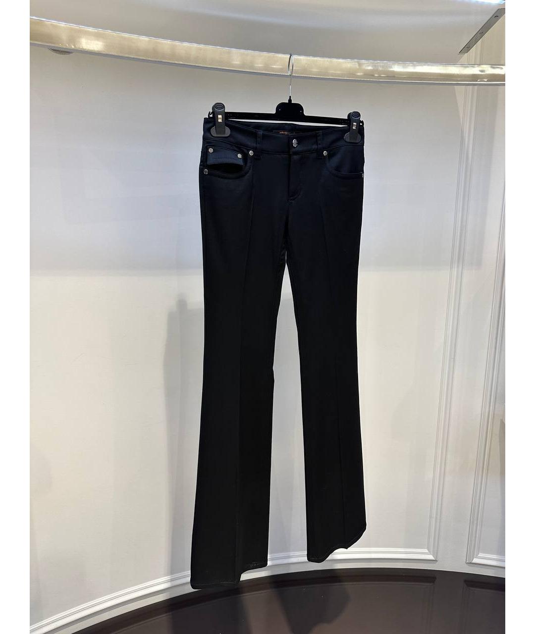 ROBERTO CAVALLI Черные хлопковые прямые брюки, фото 2