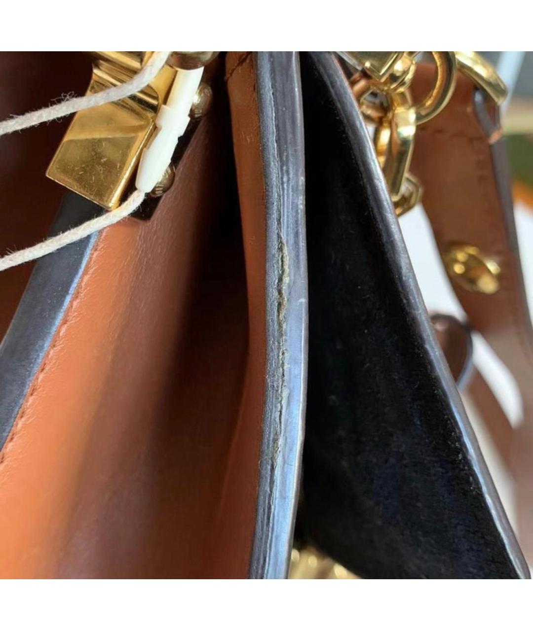 LOUIS VUITTON Коричневая кожаная сумка через плечо, фото 9