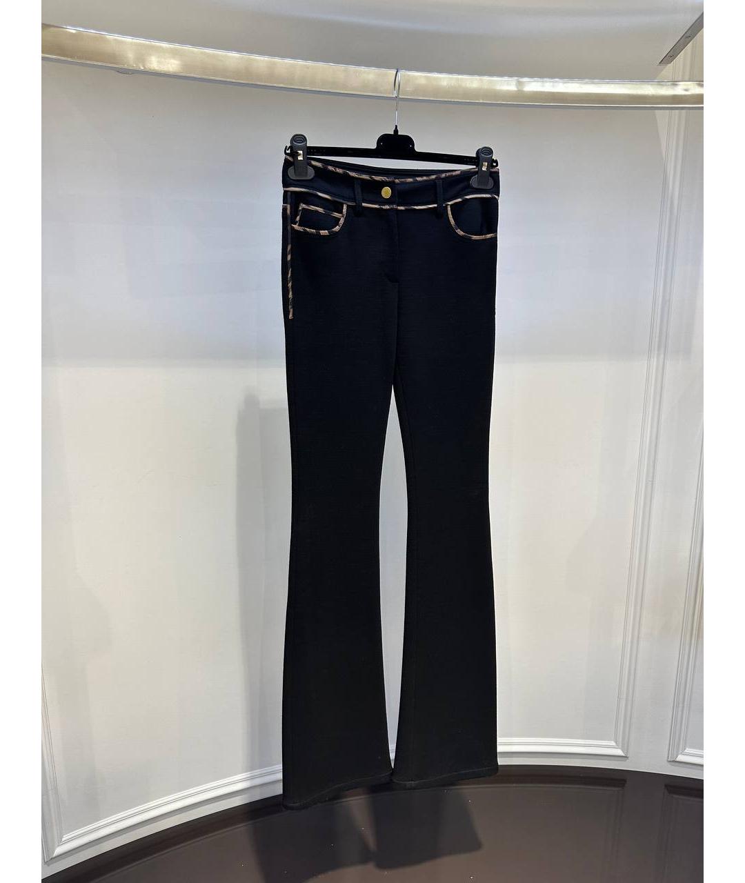 ROBERTO CAVALLI Черные шерстяные прямые брюки, фото 2