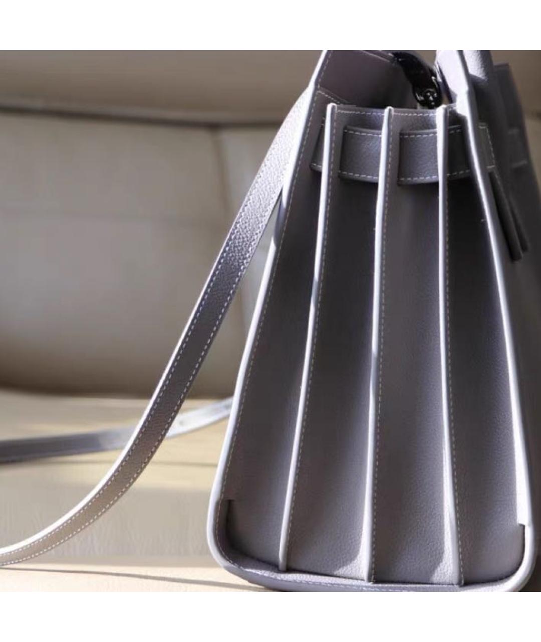 SAINT LAURENT Бежевая кожаная сумка с короткими ручками, фото 3